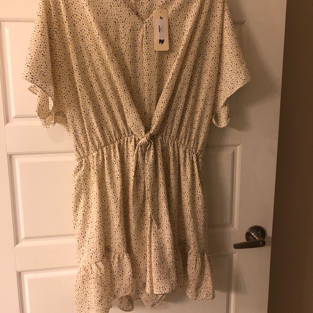 Cream small black and mustard spotted romper